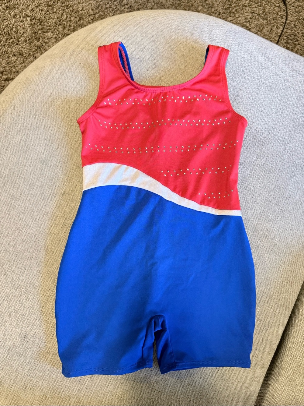 Cat & Jack Girls' Colorblock Red, White & Blue Leotard (Size 6/7)